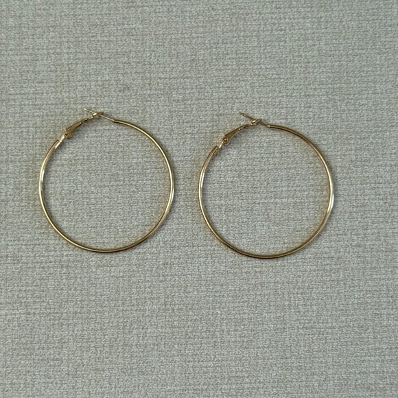 Jewelry - 3/$17 Large Gold Tone Hoop Pierced Earrings